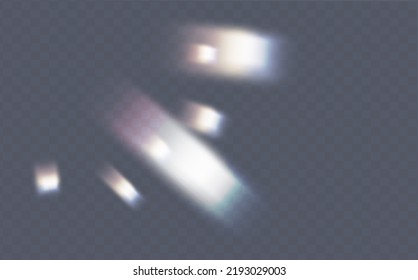 Rainbow highlights on a light background.Glare or reflection from water and glass.Glittering  particles for social media backgrounds, product presentations, photo shots.