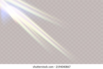 Rainbow highlights on a light background.Glare or reflection from water and glass.Glittering  particles for social media backgrounds, product presentations, photo shots.