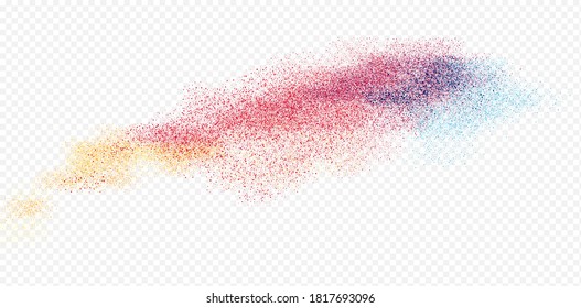 Rainbow Holi Flying Vertor Transparent Background. FallingFestive Confetti Backdrop. Carnaval Powder Texture. Color Paint Decoration Pattern.