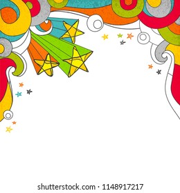 Rainbow holiday background. Abstract star burst background. Template frame for greeting cards, invitations, gift, banners. Place for text. Vector illustration. EPS-10