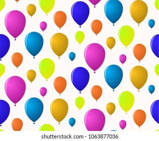 Rainbow holiday pattern of merry balloons flying skyward