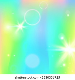 Rainbow Hologram. Green Magic Background. Unicorn Gradient. Fairytale Abstract Effect. Yellow Galaxy Invitation. Pink Sparkles Pattern. Girl Backdrop. Party Rainbow Hologram.