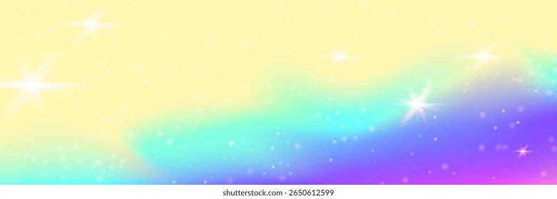 Holograma do Arco-íris. Fundo De Fada Rosa E Belo Padrão De Unicórnio. Gradiente Mágico Roxo. Sonho Brilhante Do Universo Com Brilho De Conto De Fadas Brilhante. Holograma Arco-Íris Azul.