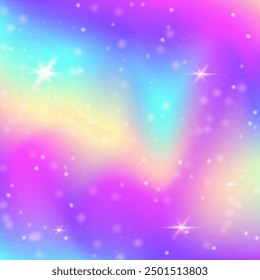 Rainbow Hologram. Pink Fairy Pattern. Unicorn Background. Holographic Colorful Mesh. Purple Magical Gradient. Lilac Blurred Invitation. Magic Backdrop. Neon Rainbow Hologram.