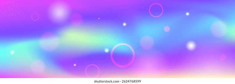 Rainbow Hologram. Pink Kawaii Background And Beautiful Magic Gradient. Purple Fairy Pattern. Fantasy Cartoon Dream With Shiny Holographic Star Design. Blue Rainbow Hologram.