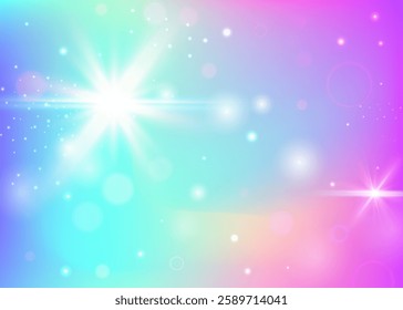 Rainbow Hologram. Pink Magic Invitation. Kawaii Background. Holographic Fantasy Effect. Purple Cosmic Gradient. Blue Mystical Pattern. Unicorn Backdrop. Cute Rainbow Hologram.