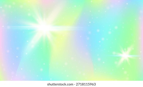 Holograma del arco iris. Patrón De Magia Rosa Y Hermoso Fondo De Unicornio. Gradiente de princesa púrpura. Galaxia De Dibujos Animados De Vector Con Brillo Y Brillo De Sirena. Holograma del arco iris azul.