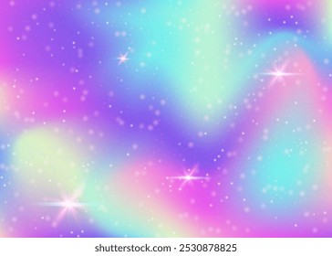 Rainbow Hologram. Pink Princess Gradient. Unicorn Pattern. Fairytale Pastel Mesh. Purple Abstract Background. Blue Galaxy Invitation. Magic Backdrop. Stars Rainbow Hologram.