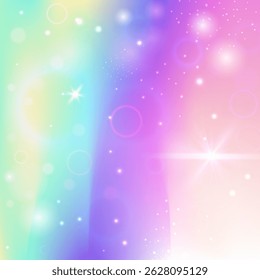 Rainbow Hologram. Pink Princess Pattern. Girl Invitation. Holographic Magical Effect. Purple Abstract Background. Blue Colorful Gradient. Unicorn Texture. Party Rainbow Hologram.