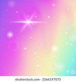 Rainbow Hologram. Purple Fairy Invitation. Magic Background. Holographic Blurred Invite. Pink Universe Pattern. Blue Girlish Gradient. Girl Texture. Stars Rainbow Hologram.