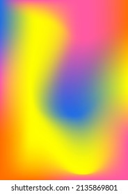 Rainbow Holographic Blurred Background With Modern Abstract Mesh Gradient. Smooth Vector Yellow, Orange, Blue, Pink Template.