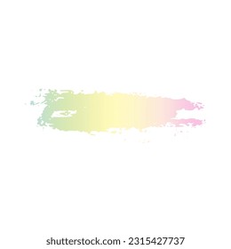 Rainbow holographic paint stroke isolated on white background. Bright rainbow spot. Vector paint stain gradient in trendy 90s, 00s retro style. 