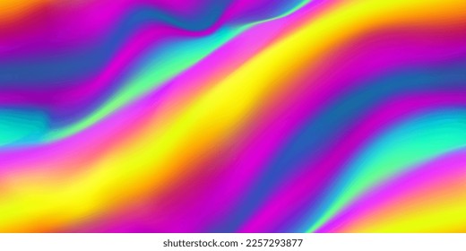 Rainbow holographic waves abstract seamless pattern  Vibrant Iridescent background in 80s   90s style  Tie dye art gradient effect  Unicorn wallpaper  Fairy tale backdrop  Gradient mesh