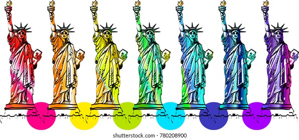Rainbow homosexual Statue of Liberty USA