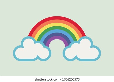 A rainbow for hope and wish. Green background 