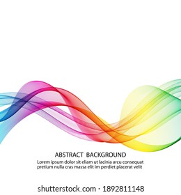 
Rainbow horizontal transparent smoke wave on white background, design element