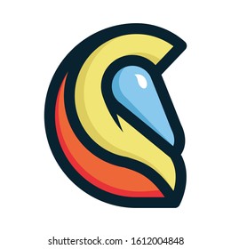 Rainbow horse head creative logo vector illustration 