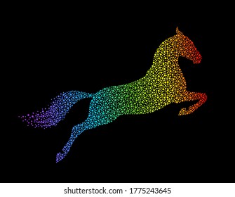 Rainbow horse on a black background