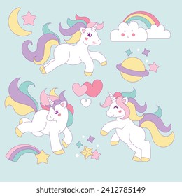 Rainbow horse unicorn fantasy cute vector