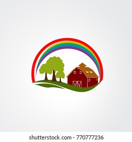 rainbow house farm logo vector and element for business