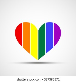 Rainbow in the human heart. Flat design. Stock vector illustration.