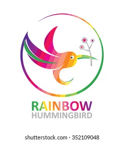 Rainbow hummingbird - vector illustration.
Bright template for design.