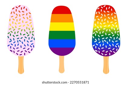 Rainbow ice cream. Ice cream in the colors of the LGBT flag