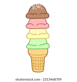 rainbow ice cream cone with rainbow meses