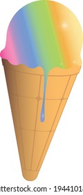 Rainbow Ice Creme Cone Vector stilisiert.