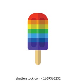 rainbow ice cream flat icon, vector illustration