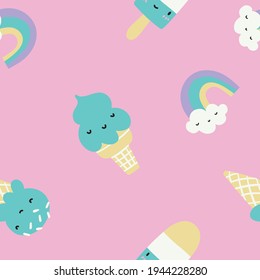 rainbow and ice cream are friends