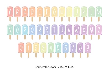 Rainbow Ice Cream Letters Numbers Colorful Popsicles Alphabet