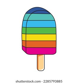 Rainbow Ice Cream Stick Isolated On White Background