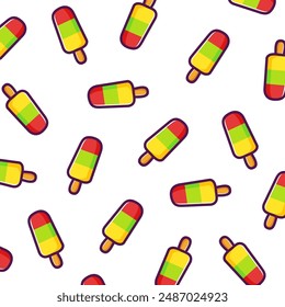 rainbow ice cream stick seamless pattern	