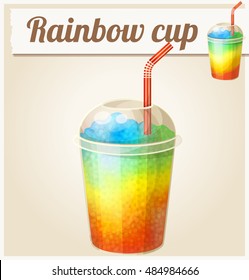 Rainbow ice cup (Frozen drink). Cartoon vector icon. Series of food and ingredients for cooking.