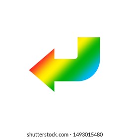 rainbow icon arrow enter log in isolated on white, right rounded arrow with bracket colorful, arrow enter rainbow color sign in of profile user, entrance arrow pointing, access symbol or submit button