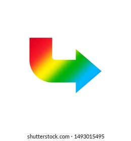 rainbow icon arrow enter log in isolated on white, right rounded arrow with bracket colorful, arrow enter rainbow color sign in of profile user, entrance arrow pointing, access symbol or submit button