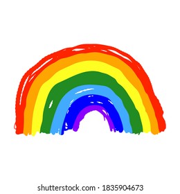Icono arcoiris. Hermosa silueta multicolor. Ilustración gráfica plana vectorial a mano. Objeto aislado sobre un fondo blanco. Aislar.