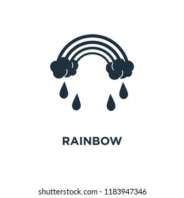 Rainbow icon. Black filled vector illustration. Rainbow symbol on white background. Can be used in web and mobile.