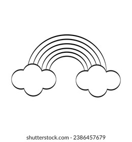 Rainbow icon  black-and-white cartoon illustration