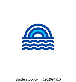 Rainbow icon in blue color style. Pixel perfect icon. Vector