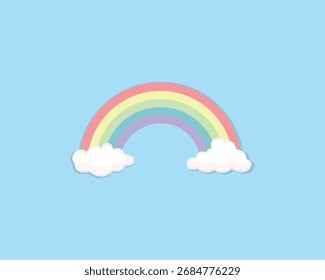 Icono del arco iris. Nubes e icono del arco iris. Colorido icono de medio arco iris. Ilustración de Vector