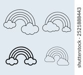 Rainbow icon collection. Containing rainbow, cloud and rain icon in graphic design. colorful and black and white rainbow for coloring book. Rainbow Outline Icon Collection.