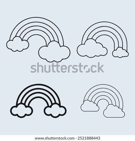 Rainbow icon collection. Containing rainbow, cloud and rain icon in graphic design. colorful and black and white rainbow for coloring book. Rainbow Outline Icon Collection.