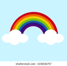 Regenbogensymbol. Farbenbogen mit Wolken auf der Sky-Vektorgrafik. LGBTQ+-Symbol