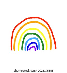 Rainbow icon. Colored contour linear sketch silhouette. Front view. Vector simple flat graphic hand drawn illustration. The isolated object on a white background. Isolate.
