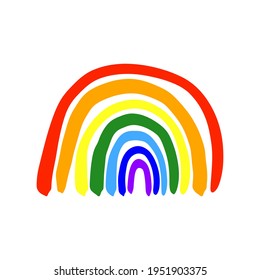 Rainbow icon. Colored silhouette. Cute childish drawing. Vector simple flat graphic hand drawn illustration. The isolated object on a white background. Isolate.
