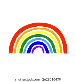 Icono del arco iris. Silueta de color. Vista frontal. Vector simple plano gráfico dibujado a mano ilustración. Objeto aislado sobre fondo blanco. Aislar.