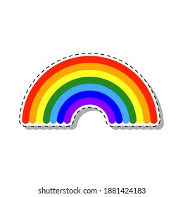 Rainbow icon. Colored silhouette. Paper sticker. Vector flat graphic illustration. The isolated object on a white background. Isolate.