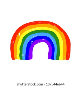 Rainbow icon. Colored silhouette. Sketch drawing. Vector flat graphic hand drawn illustration. The isolated object on a white background. Isolate.